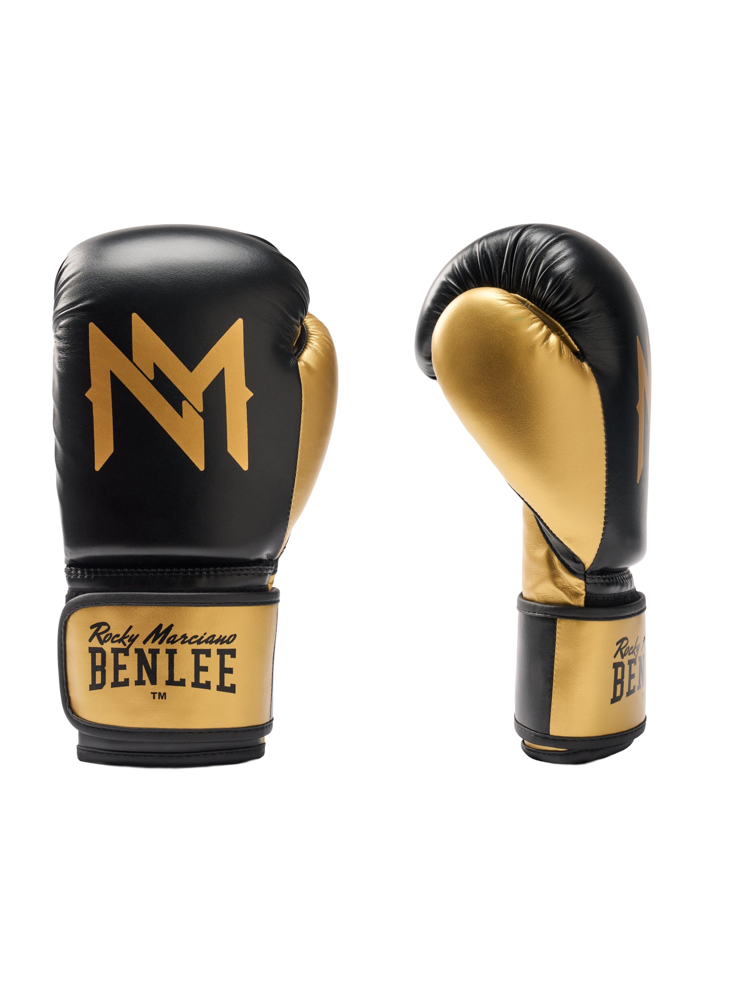 BENLEE Carlos Boxhandschuhe Nina Meinke Edition in Schwarz-Gold mit grossem M-Logo.
