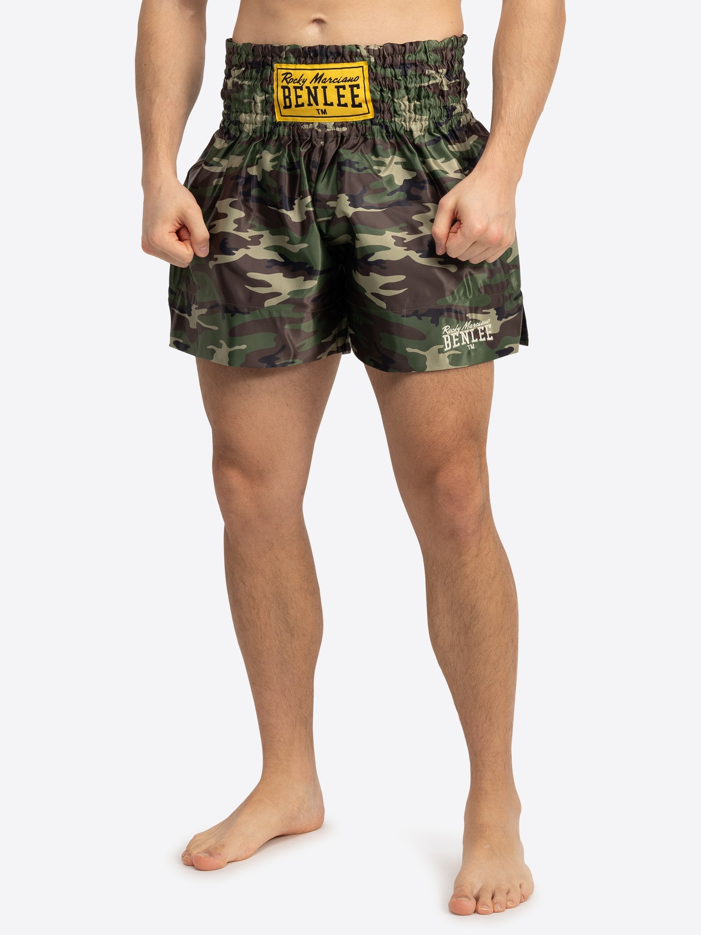 BENLEE Thaibox Shorts Camo Woodland mit elastischem Bund und Logo