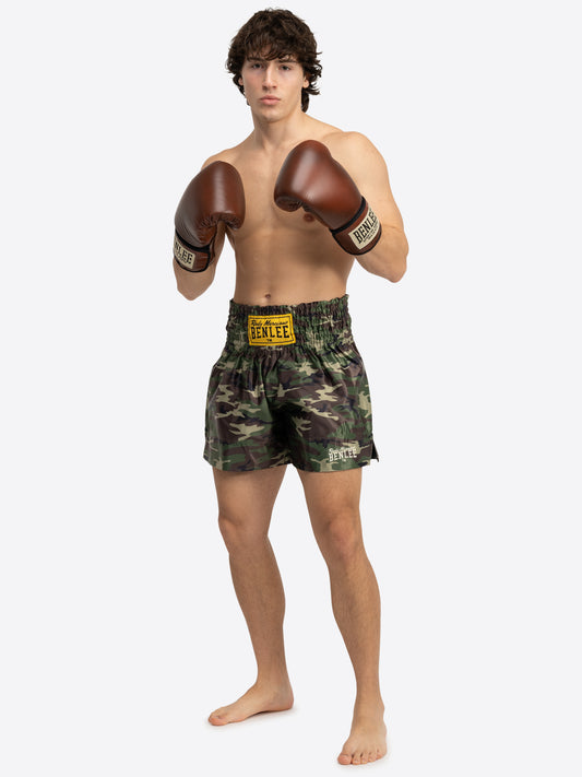 BENLEE Thaibox Shorts Camo Woodland mit elastischem Bund und Logo
