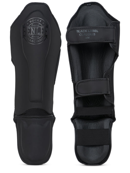 BENLEE Schienbeinschoner BLACK LABEL NERO aus Kunstleder, gepolstert für Kickboxen und MMA Training