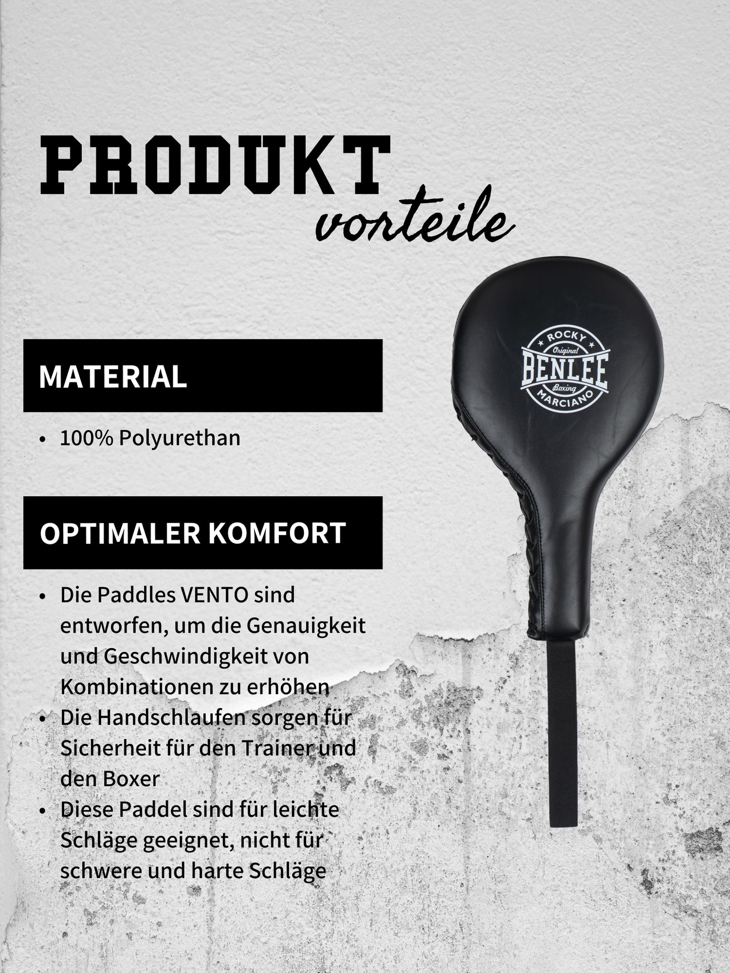 BENLEE Paddles VENTO Trainingspaddel zur Verbesserung von Genauigkeit und Geschwindigkeit beim Boxtraining mit Handschlaufen für sicheren Halt