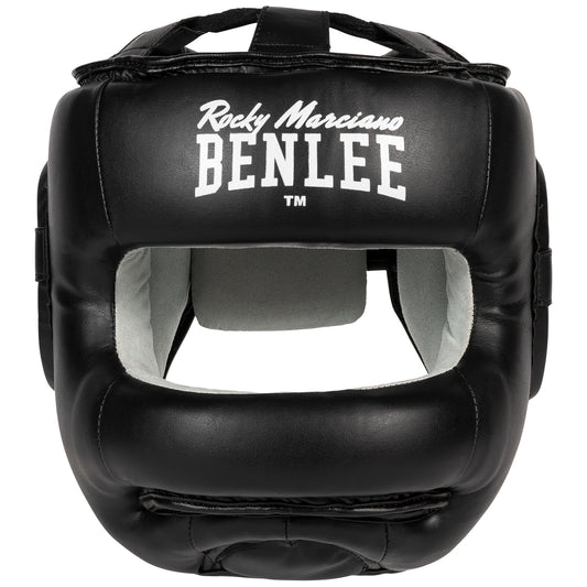 BENLEE Facesaver Kopfschutz Schwarz: Professioneller Box-Gesichtsschutz aus Kunstleder für sicheres Sparring.