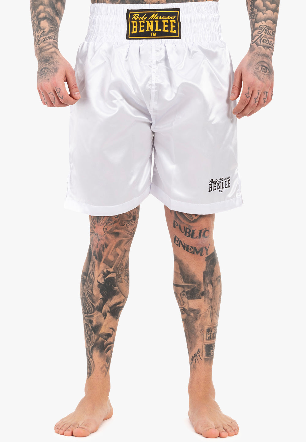 BENLEE Boxhose aus Satin-Polyester mit breitem Bund, Seitenschlitzen und Logo-Details