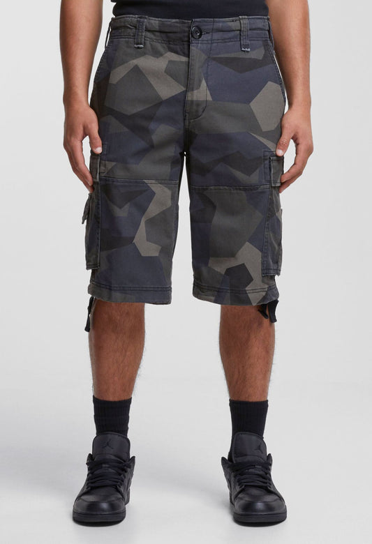 Brandit Vintage Shorts Darkcamo Cargo-Shorts für Herren mit dunklem Tarnmuster aus schwerer Baumwolle Vorderansicht