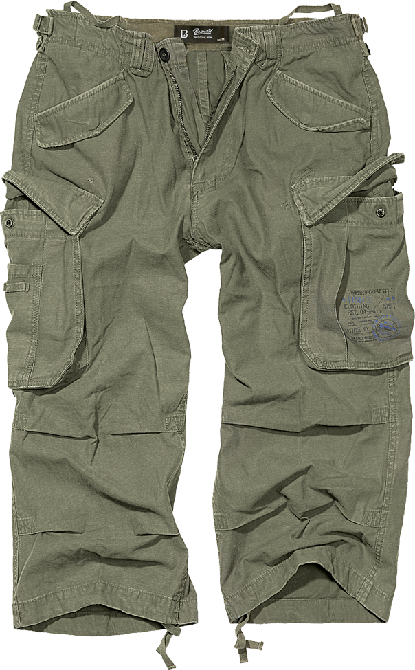 Brandit Industry Vintage 3/4 Cargo-Shorts in Oliv fuer Herren.