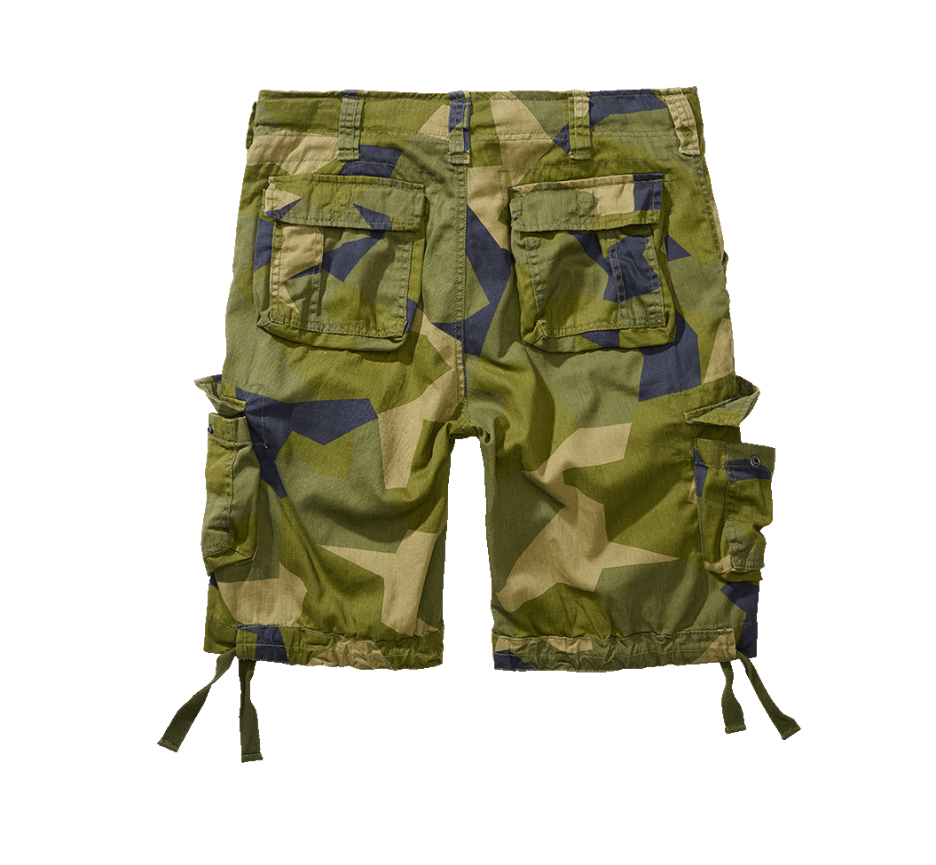 Brandit Urban Legend Shorts Swedish Camo M90 Camouflage Sommerhose Baumwolle Rückansicht mit Gesässtaschen