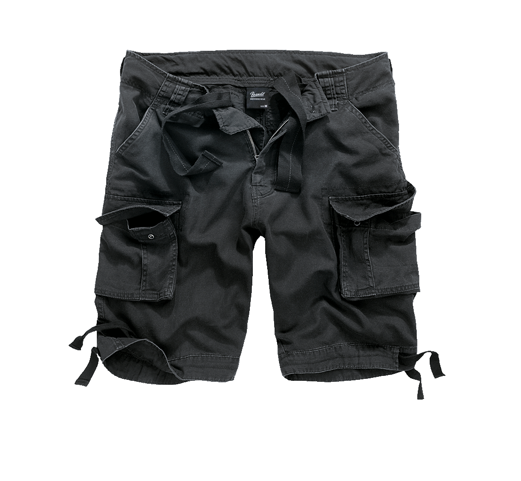 Brandit Urban Legend Shorts Schwarz Schwarze Cargo-Shorts für Herren mit Beintaschen Vorderansicht