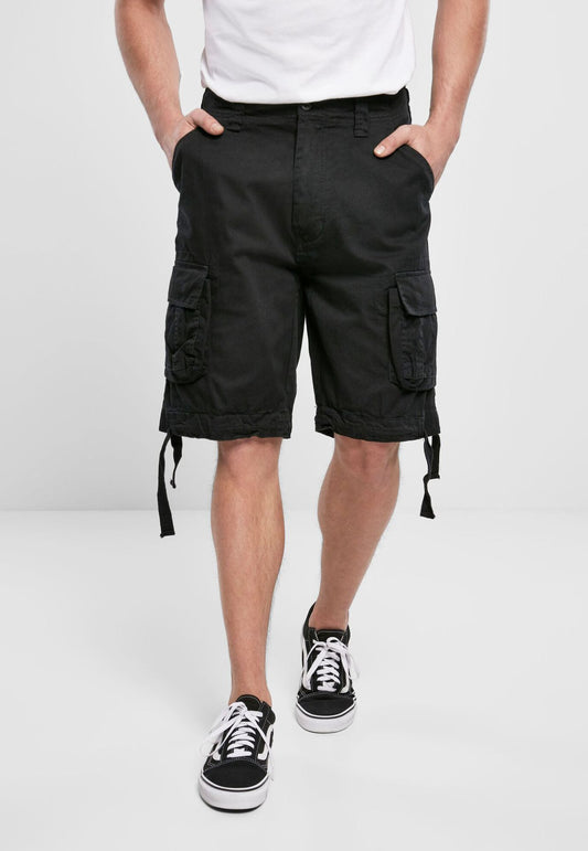 Brandit Urban Legend Shorts Schwarz Schwarze Cargo-Shorts für Herren mit Beintaschen Vorderansicht