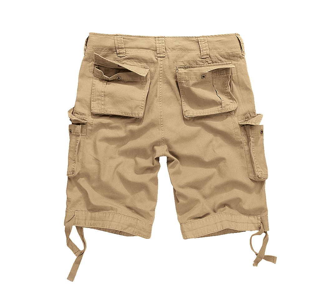 Brandit Urban Legend Shorts Beige Vintage Sommerhose Baumwolle Rückansicht mit Gesässtaschen