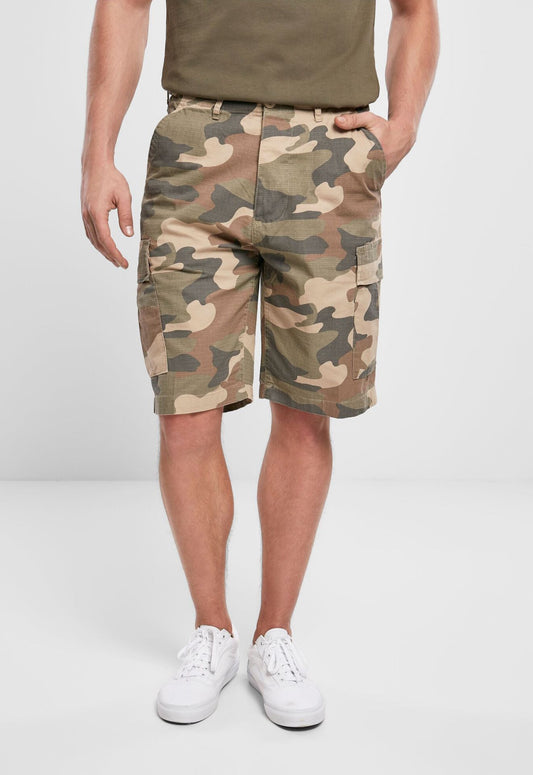 Brandit BDU Ripstop Shorts für Herren in Light Woodland mit Beintaschen.