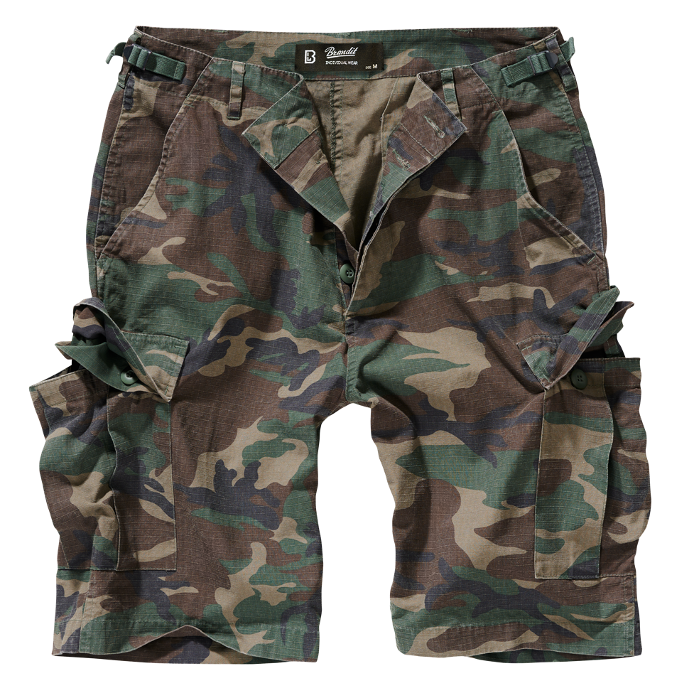 Brandit BDU Ripstop Shorts für Herren in Woodland mit Beintaschen.