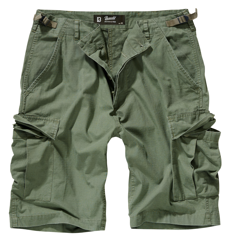 Brandit BDU Ripstop Shorts für Herren in Oliv mit Beintaschen.