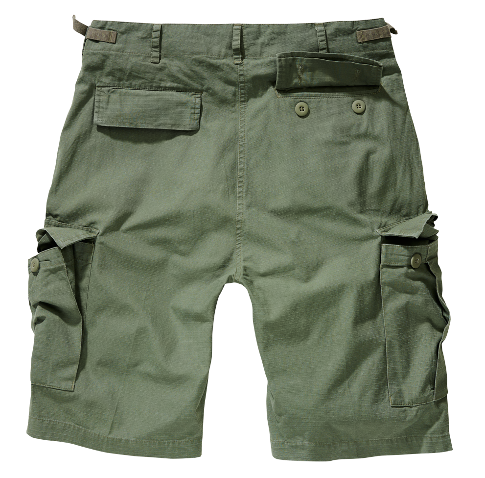 Rückansicht der Brandit BDU Ripstop Shorts in Oliv mit Gesässtaschen.