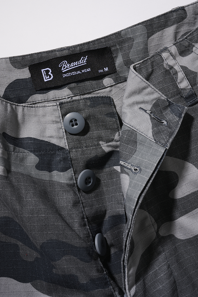 Brandit BDU Ripstop Shorts für Herren in Grey Camo mit Beintaschen.