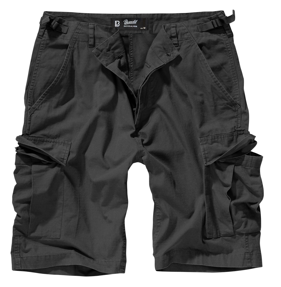 Brandit BDU Ripstop Shorts für Herren in Schwarz mit Beintaschen.