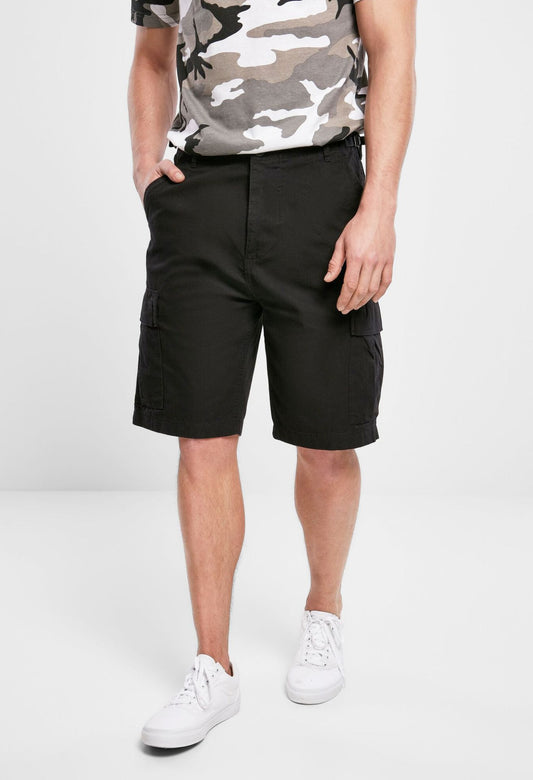 Brandit BDU Ripstop Shorts für Herren in Schwarz mit Beintaschen.