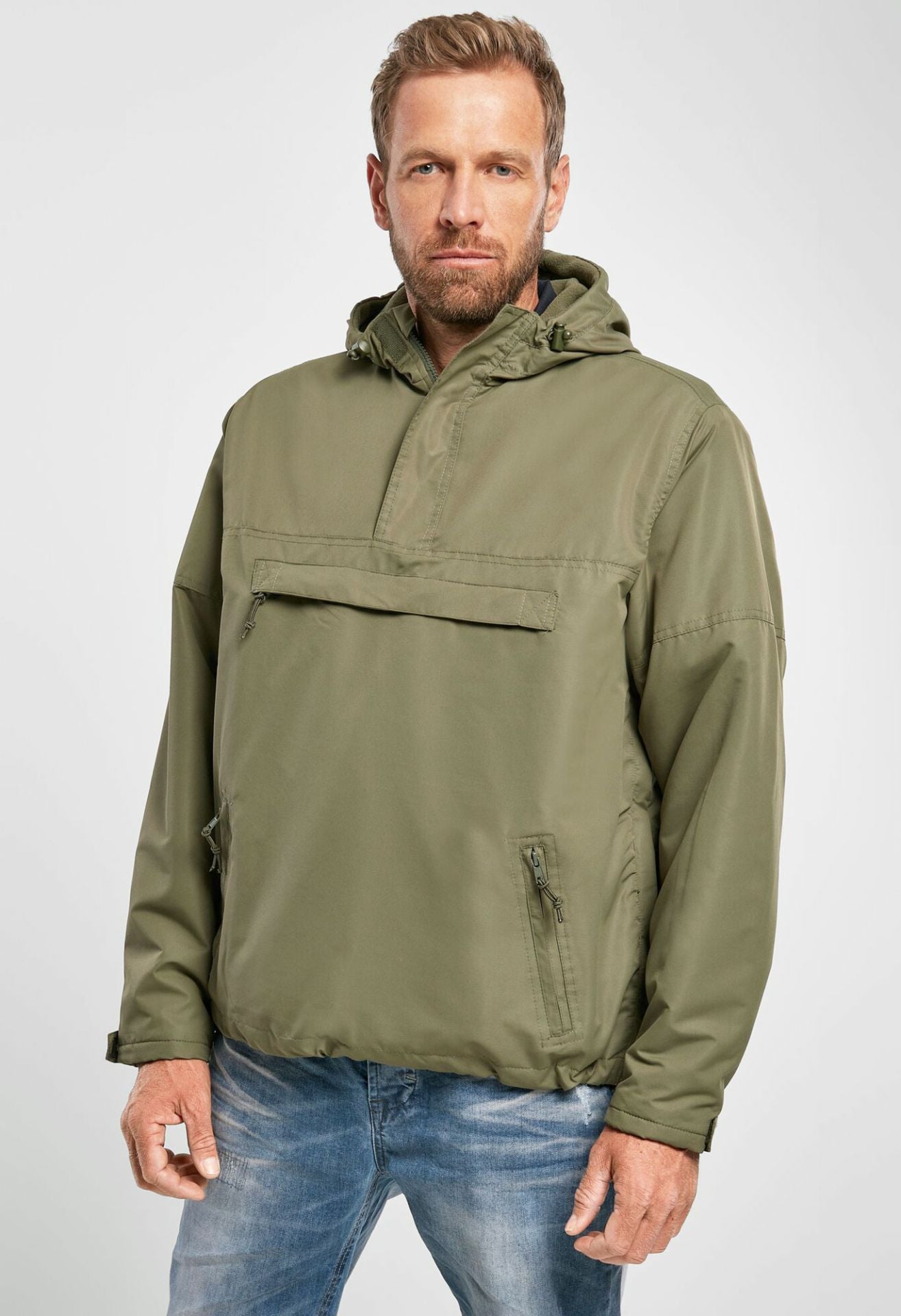 Brandit Windbreaker Oliv – warme, wind- und wasserabweisende Outdoor-Jacke mit Fleecefutter