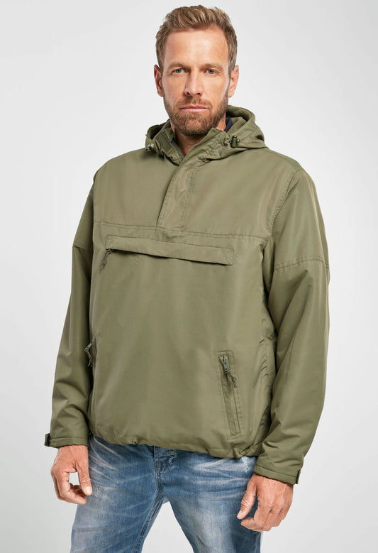 Brandit Windbreaker Oliv – warme, wind- und wasserabweisende Outdoor-Jacke mit Fleecefutter