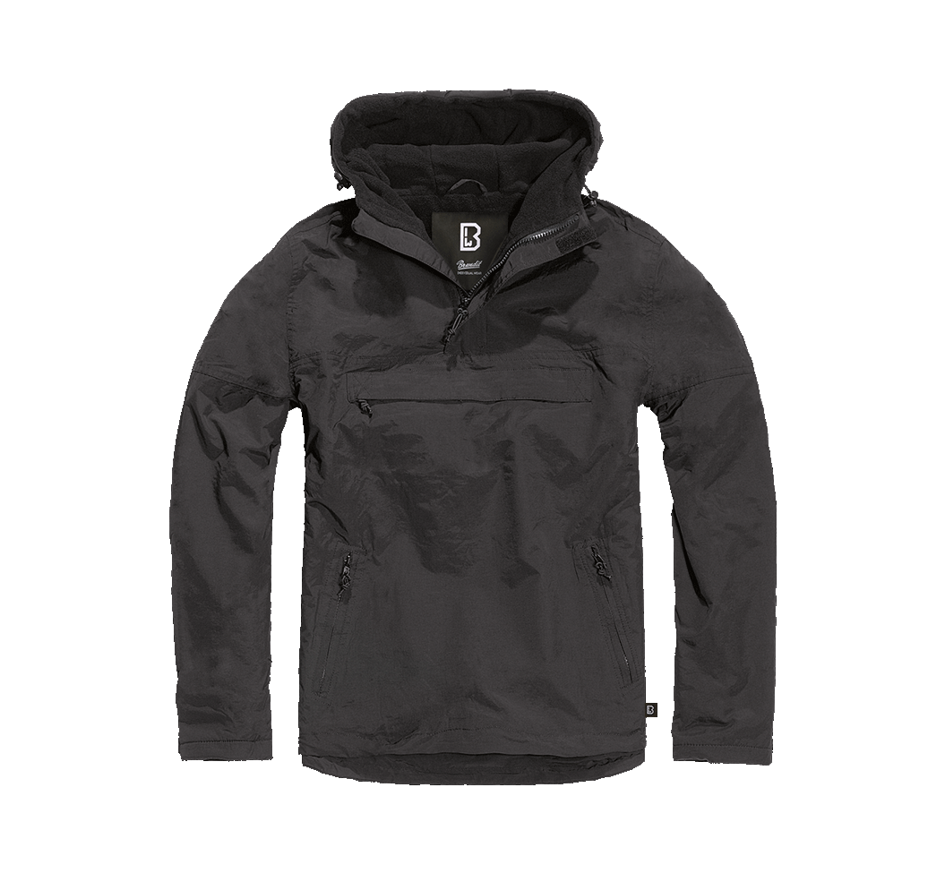 Brandit Windbreaker Schwarz – warme, wind- und wasserabweisende Outdoor-Jacke mit Fleecefutter“