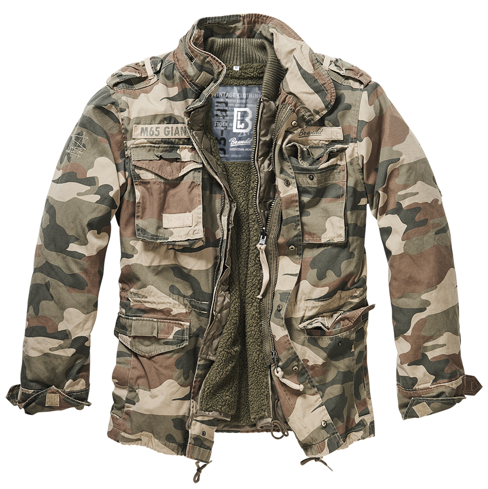 Brandit M65 Giant Feldjacke Light Woodland im stylischen Vintage-Lo