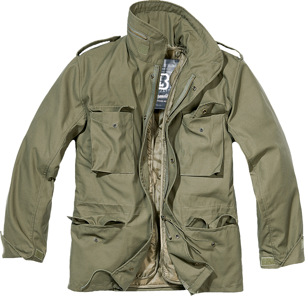 BRANDIT M65 Olive Classic Fieldjacket – robuste Jacke mit Innenjacke, Kapuze und verstellbarer Taille für Street & Outdoor.