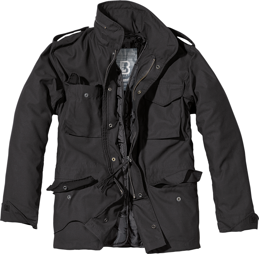 Schwarze BRANDIT M65 Classic Fieldjacket – robuste Jacke mit Innenjacke, Kapuze und verstellbarer Taille für Street & Outdoor.