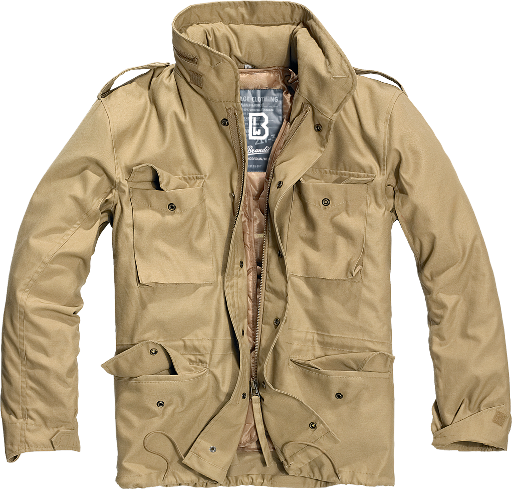 BRANDIT M65 Classic Fieldjacket Camel – robuste Jacke mit Innenjacke, Kapuze und verstellbarer Taille für Street & Outdoor.