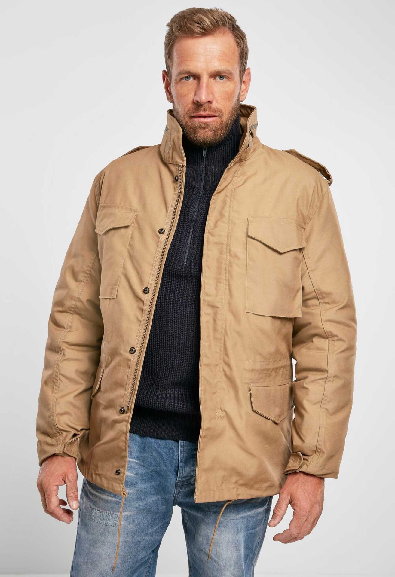 BRANDIT M65 Classic Fieldjacket Camel – robuste Jacke mit Innenjacke, Kapuze und verstellbarer Taille für Street & Outdoor.