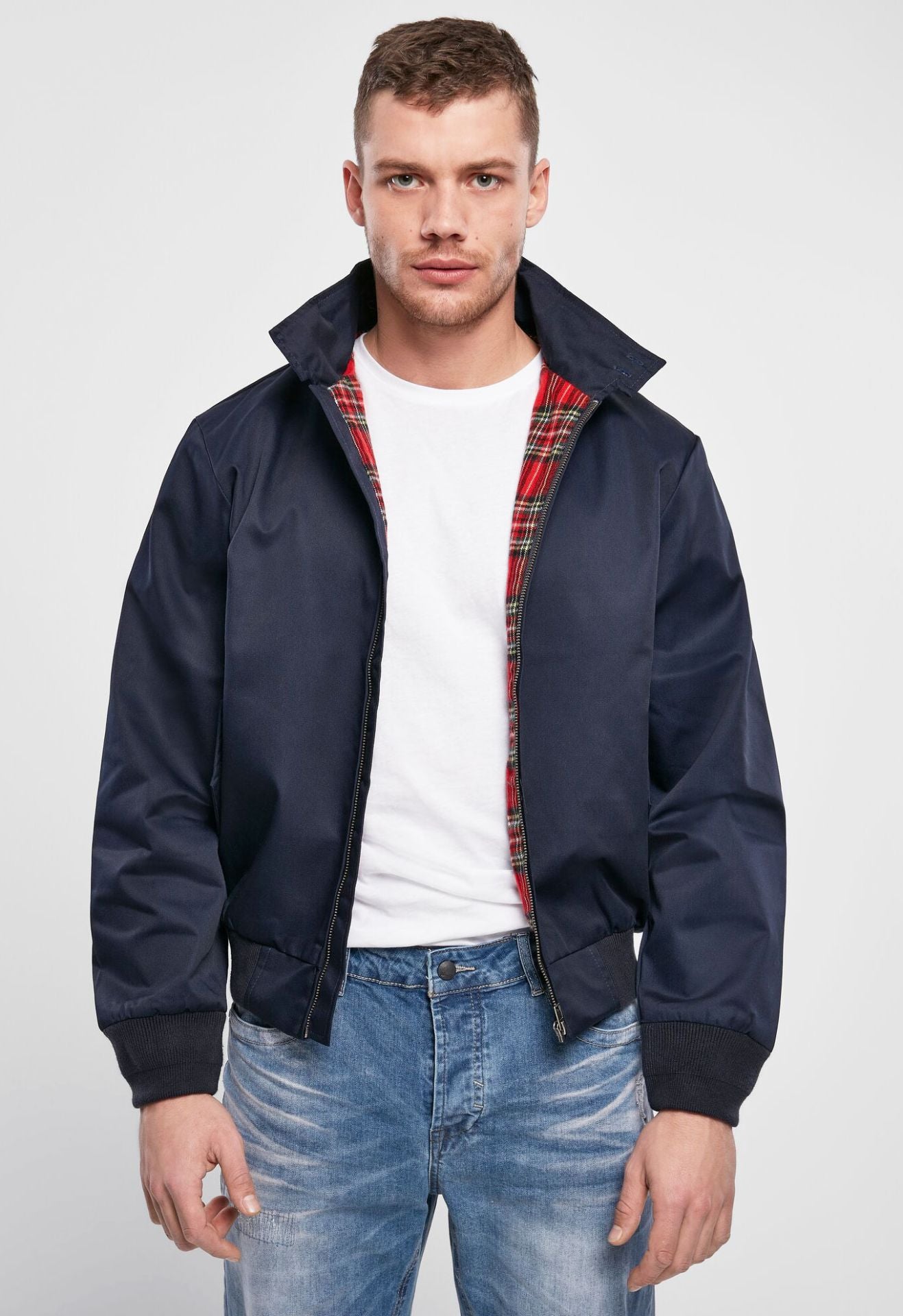 Brandit Lord Canterbury Harringtonjacke Navy mit Stehkragen und klassischem Blouson-Schnitt für Herren.