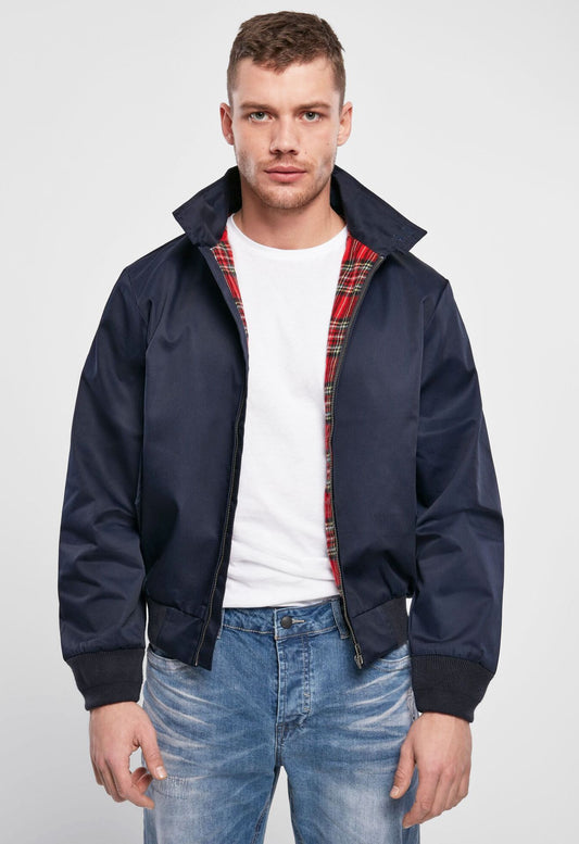 Brandit Lord Canterbury Harringtonjacke Navy mit Stehkragen und klassischem Blouson-Schnitt für Herren.