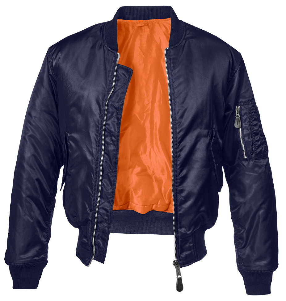 MA1 Bomberjacke Dark Navy aus robustem Nylon, wind- und wasserabweisend mit Taschen