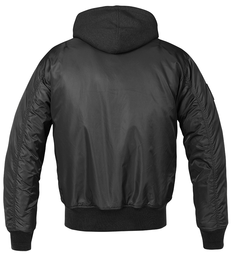 Brandit MA1 Sweat Hooded Jacke schwarz mit Kapuze und warmem Innenfutter