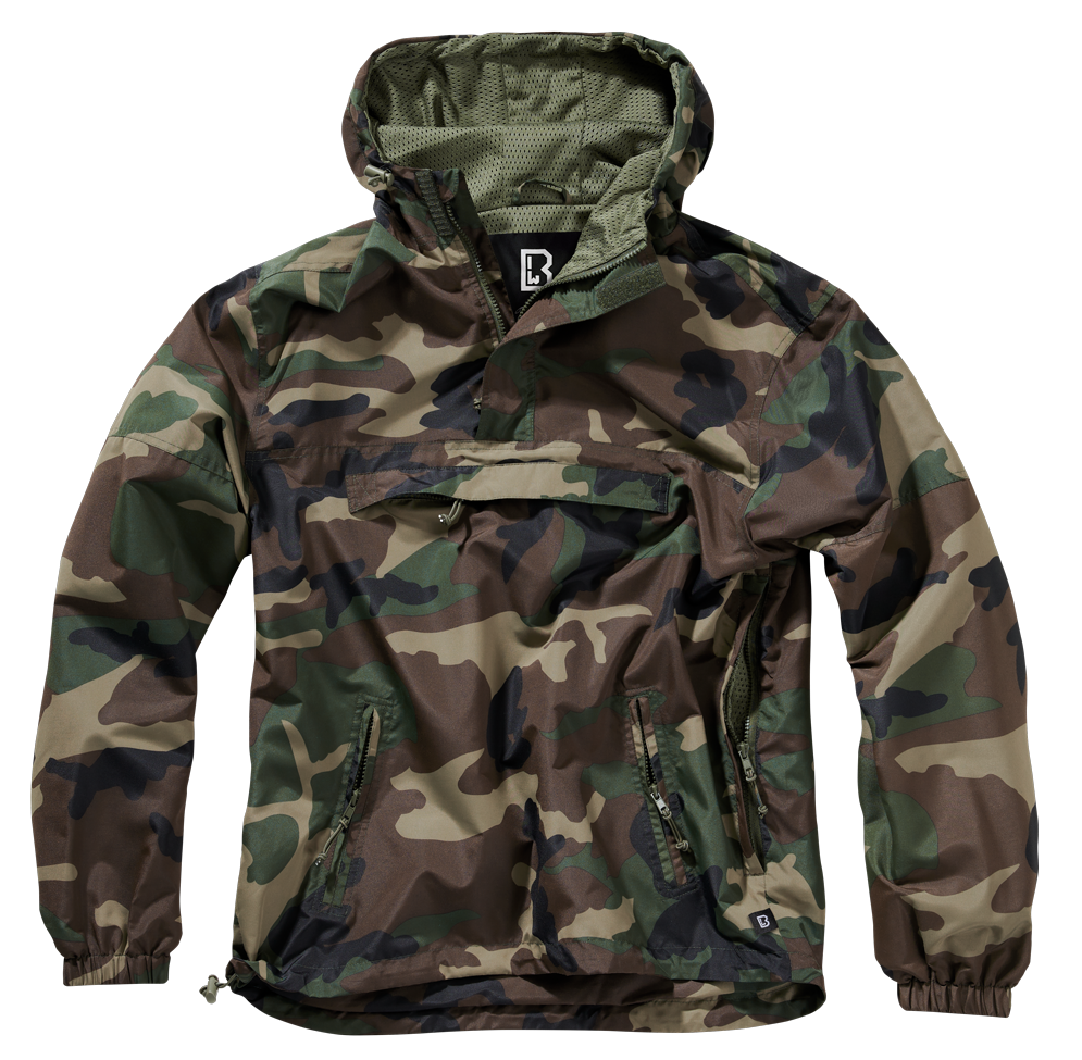 Outdoor-Jacke in Woodland mit Kapuze, Mesh-Futter, Brust- und Seitentaschen, Zipp-Pullern und Lüftungsöffnung
