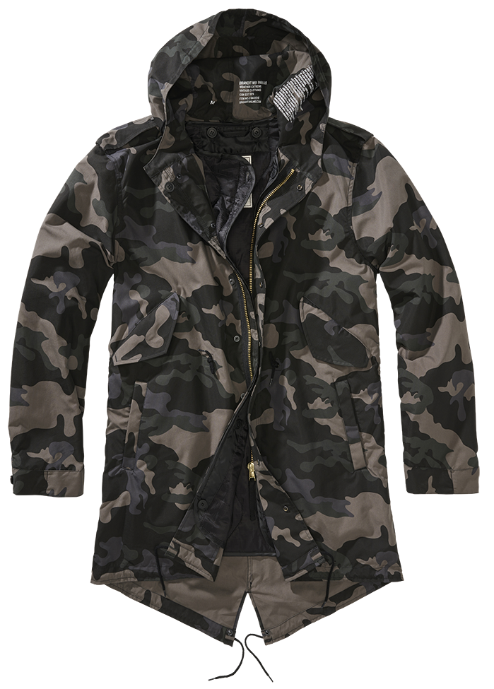 Der Brandit Fishtail Parka in Dark Camo bietet Wärme, Komfort und zeitlosen Style. Mit Thermofutter, Kapuze und funktionalen Taschen ideal für Freizeit und Outdoor.