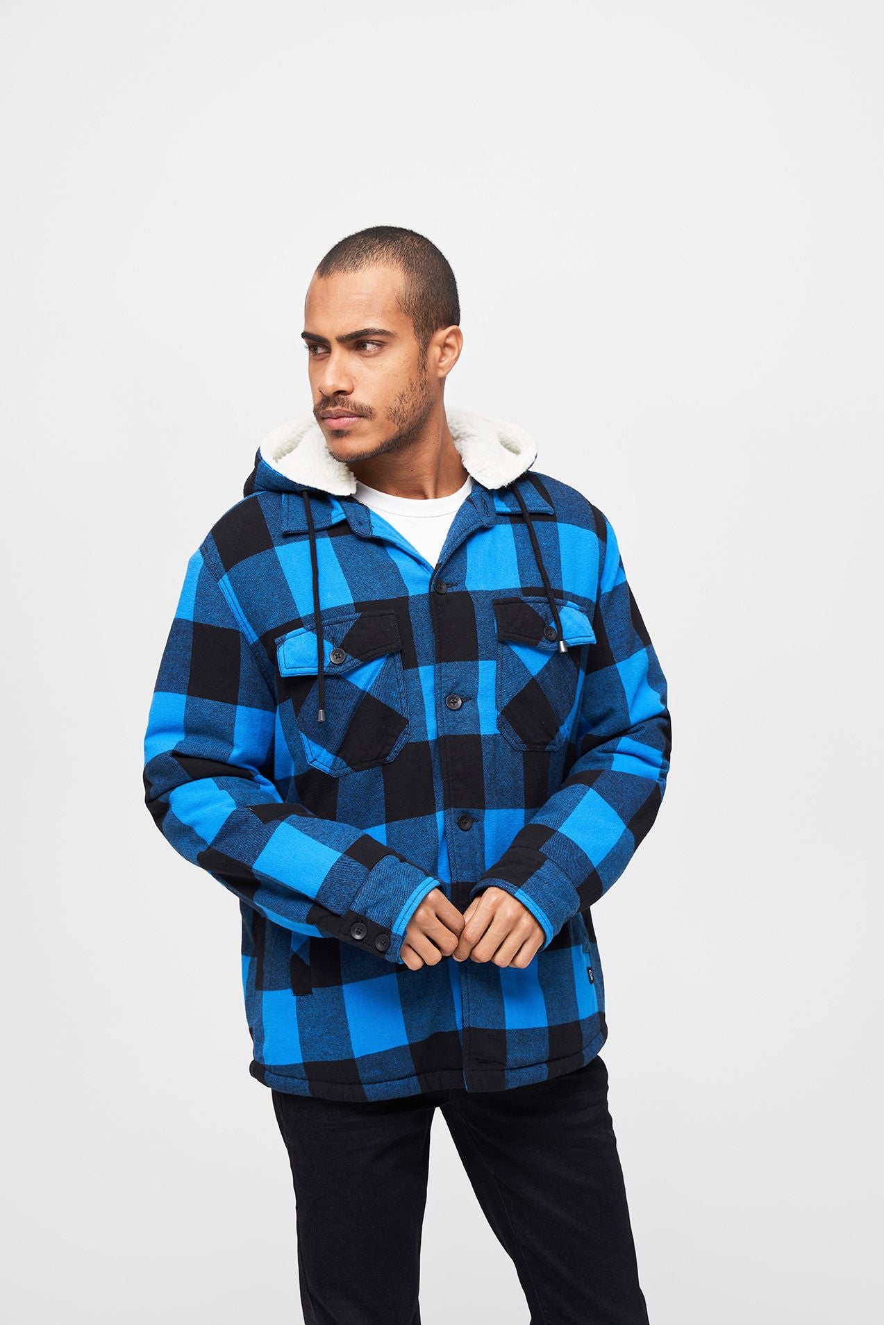 BRANDIT Lumber Jacket Hooded - Schwarz Blau