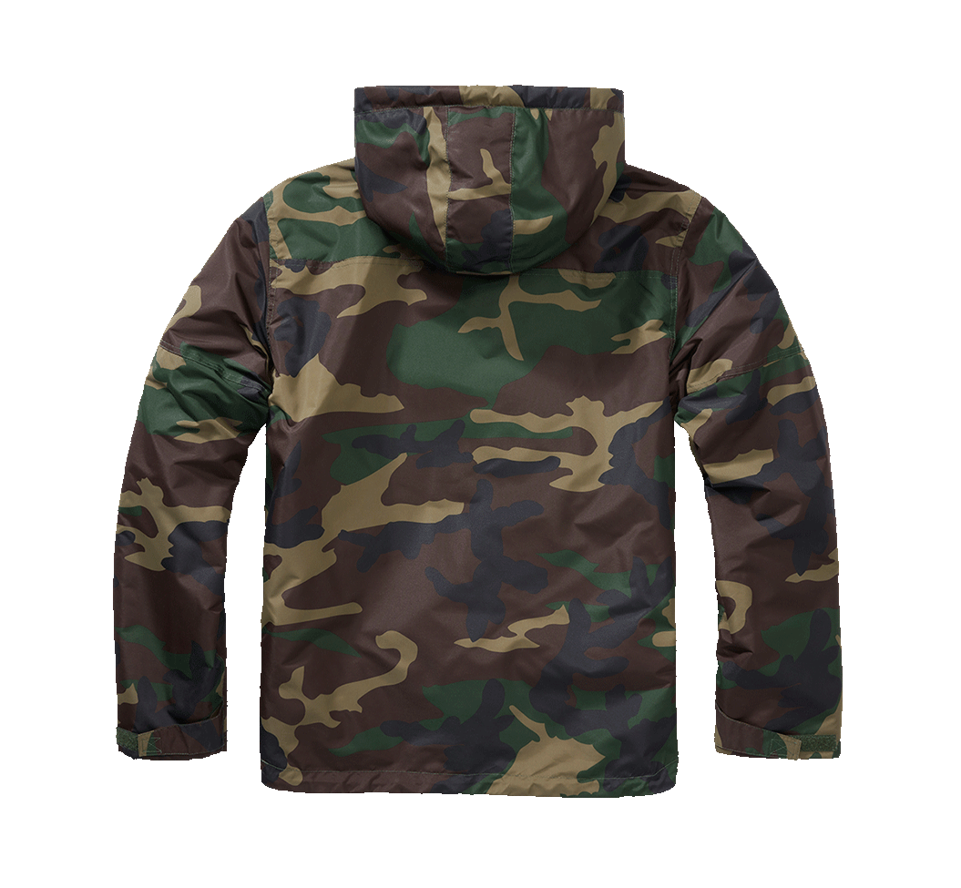 „Brandit Windbreaker Sherpa Jacke Woodland mit Teddyfell-Futter, Kapuze und wasserabweisendem Material