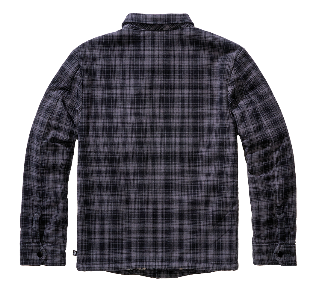 Brandit Herren Sherpa Jacke in Anthracite/Schwarz – warm, klassischer Holzfäller-Look mit Brust- und Seitentaschen.