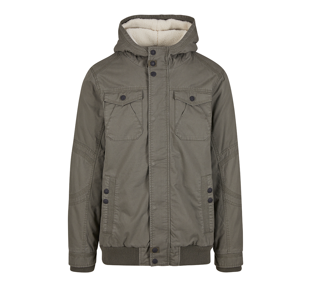 Brandit Meadow Jacke oliv mit Teddyfell und Kapuze, hoher Tragekomfort