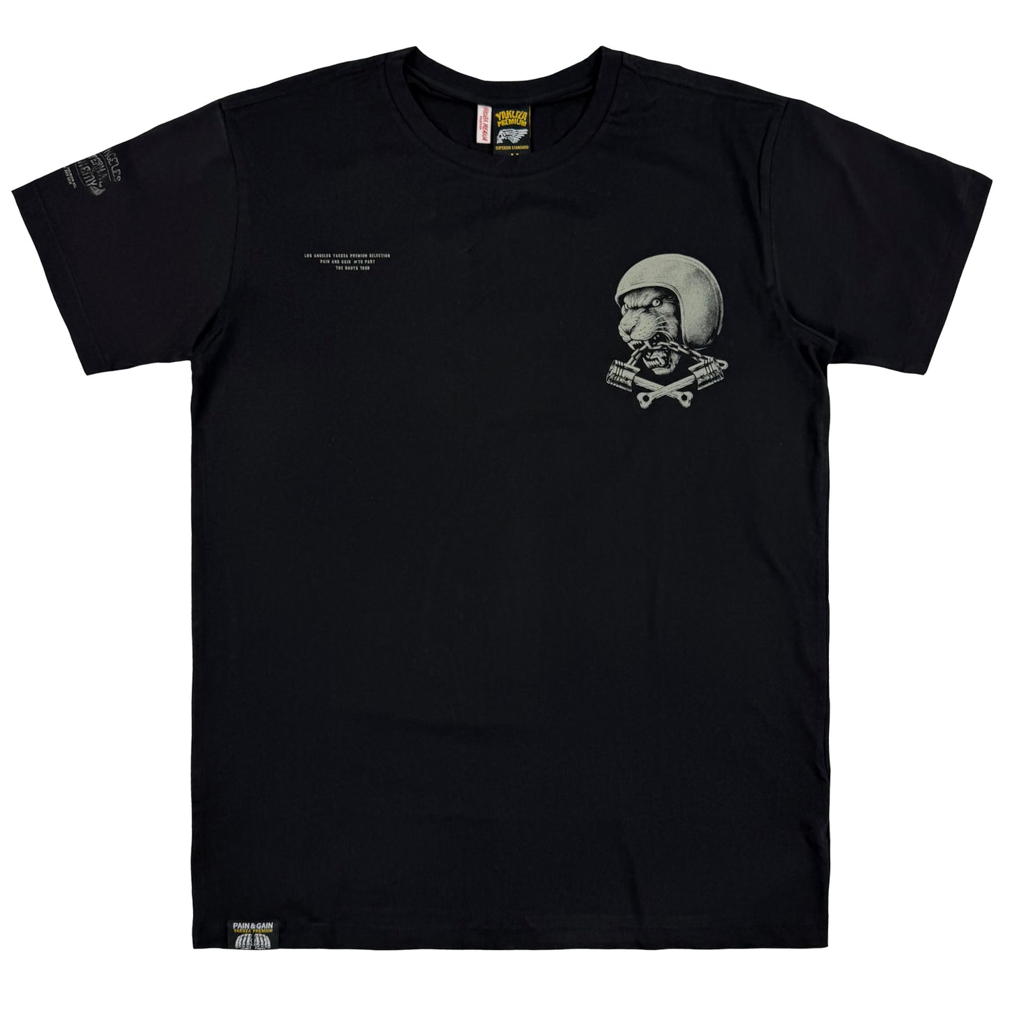 Yakuza Premium  YPS 3819  T-Shirt Schwarz aus 100 % Baumwolle mit kleinem Brustprint vorn und grossem Rückenprint.