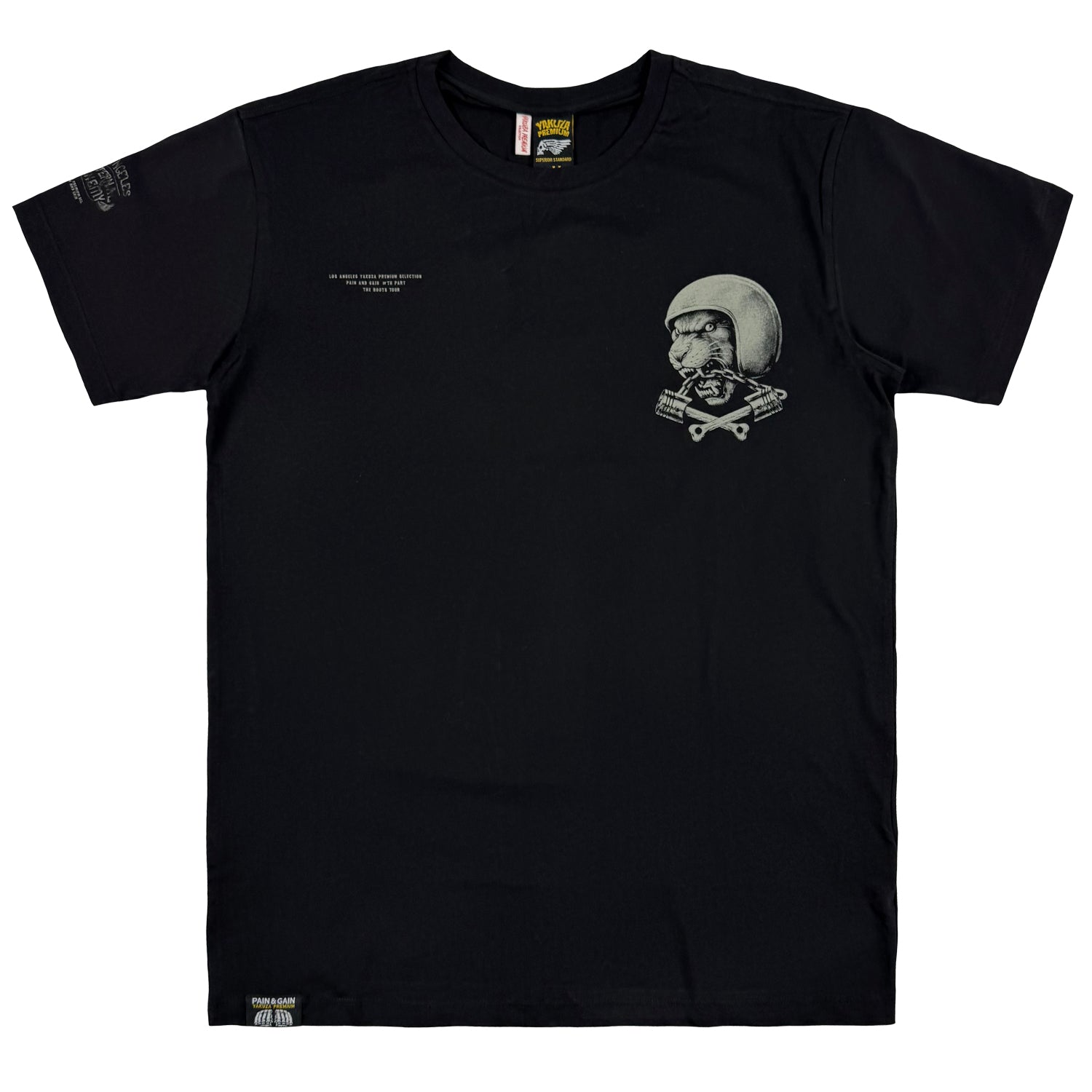 Yakuza Premium  YPS 3819  T-Shirt Schwarz aus 100 % Baumwolle mit kleinem Brustprint vorn und grossem Rückenprint.