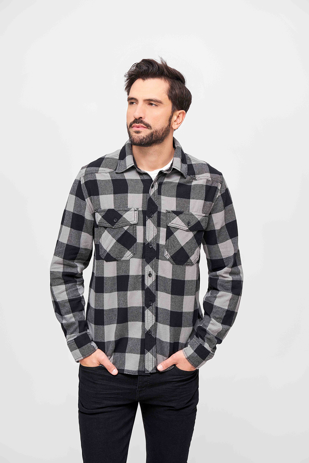 BRANDIT Check Shirt Long Sleeve - Schwarz/Grau