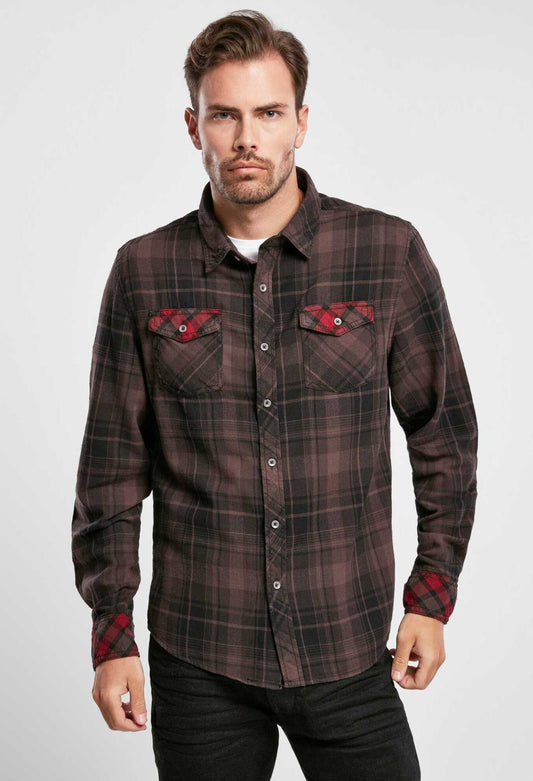 BRANDIT Duncan Check Shirt Long Sleeve Braun/Schwarz