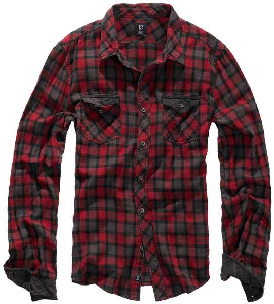 BRANDIT Duncan Check Shirt Long Sleeve Rot/Braun