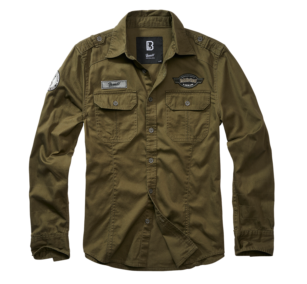 BRANDIT Luis Langarmhemd Olive - Stylisch für Freizeit & Outdoor"