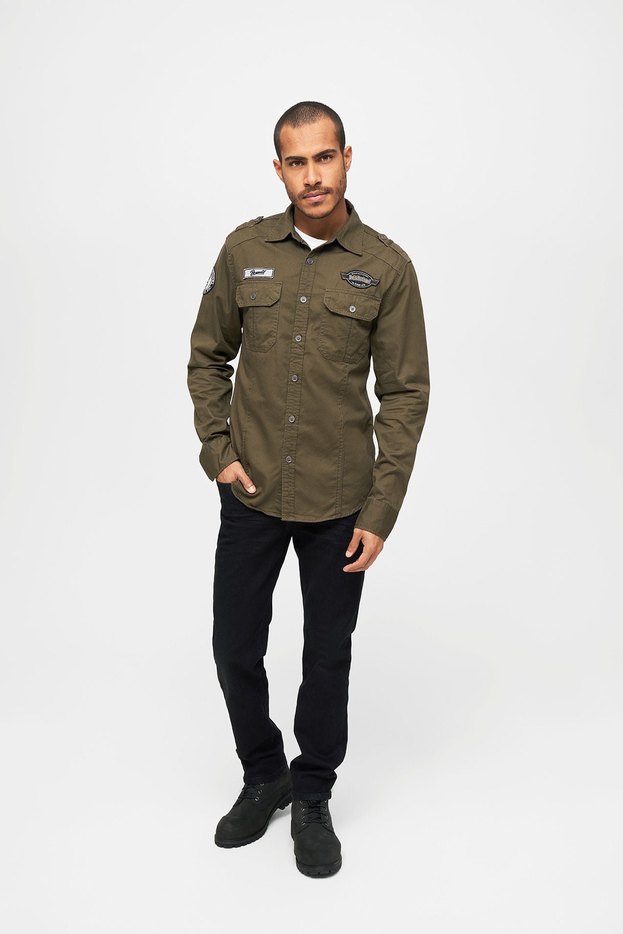 BRANDIT Luis Langarmhemd Olive - Stylisch für Freizeit & Outdoor"