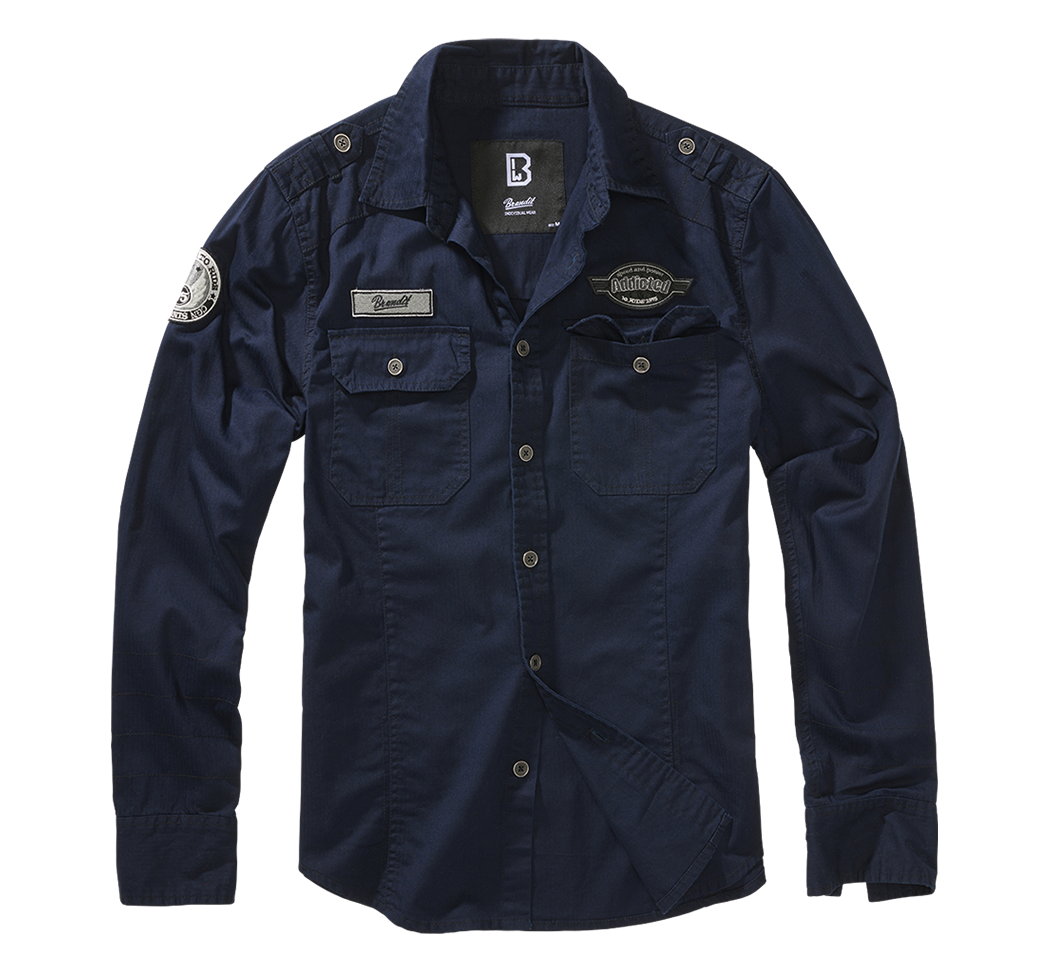 BRANDIT Luis Langarmhemd Navy - Stylisch für Freizeit & Outdoor"