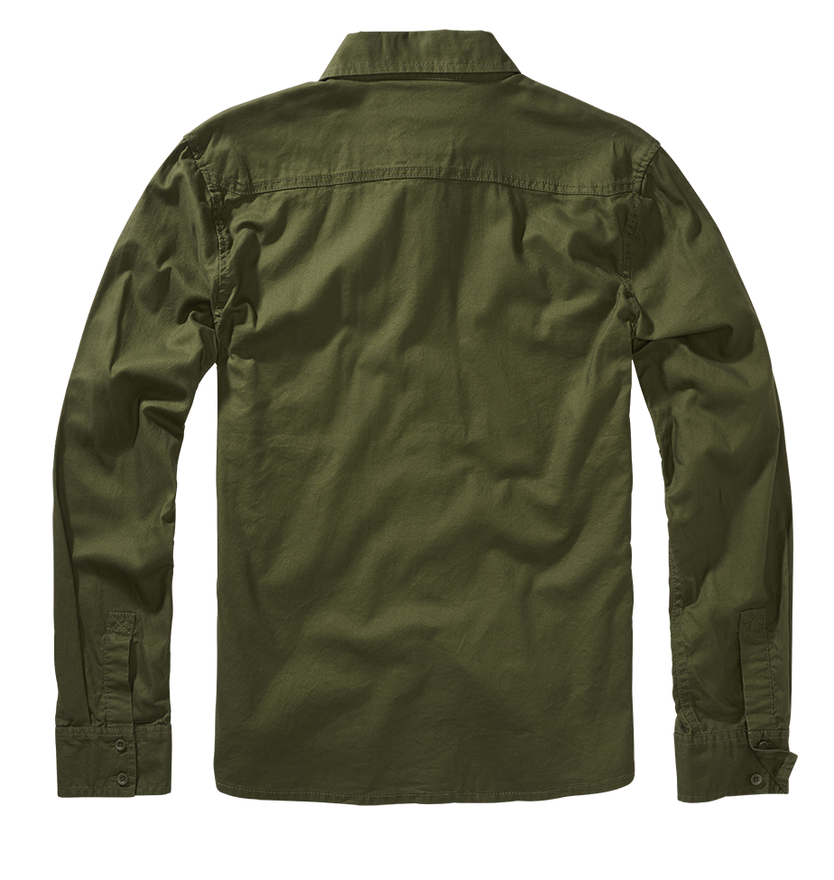 BRANDIT Flannel Shirt Olive: Klassisches Langarmhemd aus 100% Baumwolle, gerader Schnitt, mit zwei Brusttaschen
