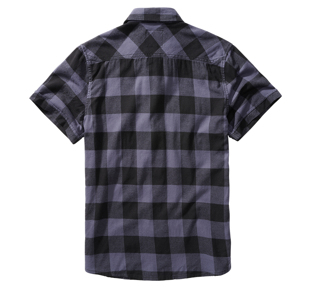 Brandit Kurzarm Karohemd schwarz/grau für Herren im Holzfäller-Look, 100% Baumwolle mit zwei Brusttaschen