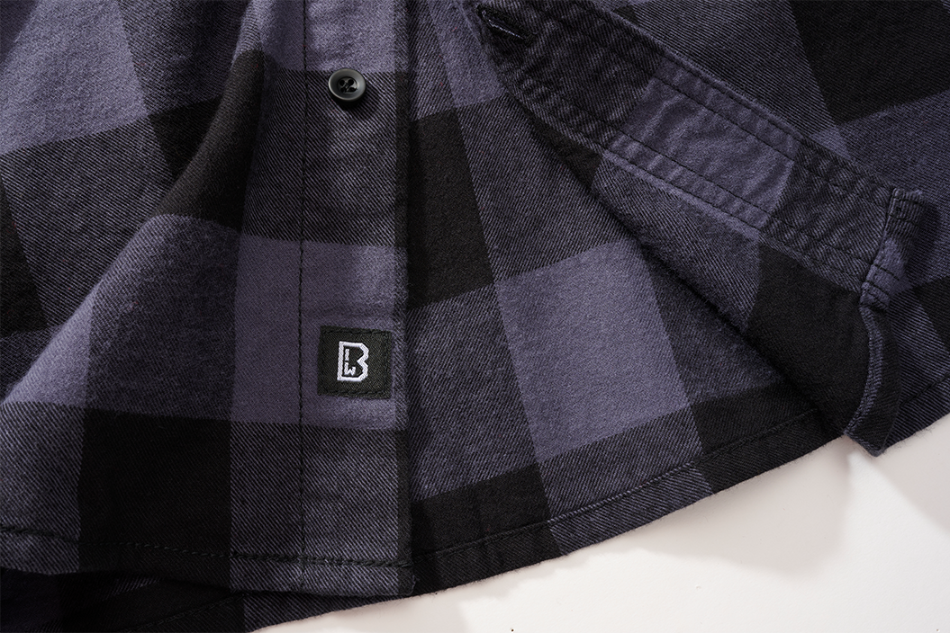 Brandit Kurzarm Karohemd schwarz/grau für Herren im Holzfäller-Look, 100% Baumwolle mit zwei Brusttaschen