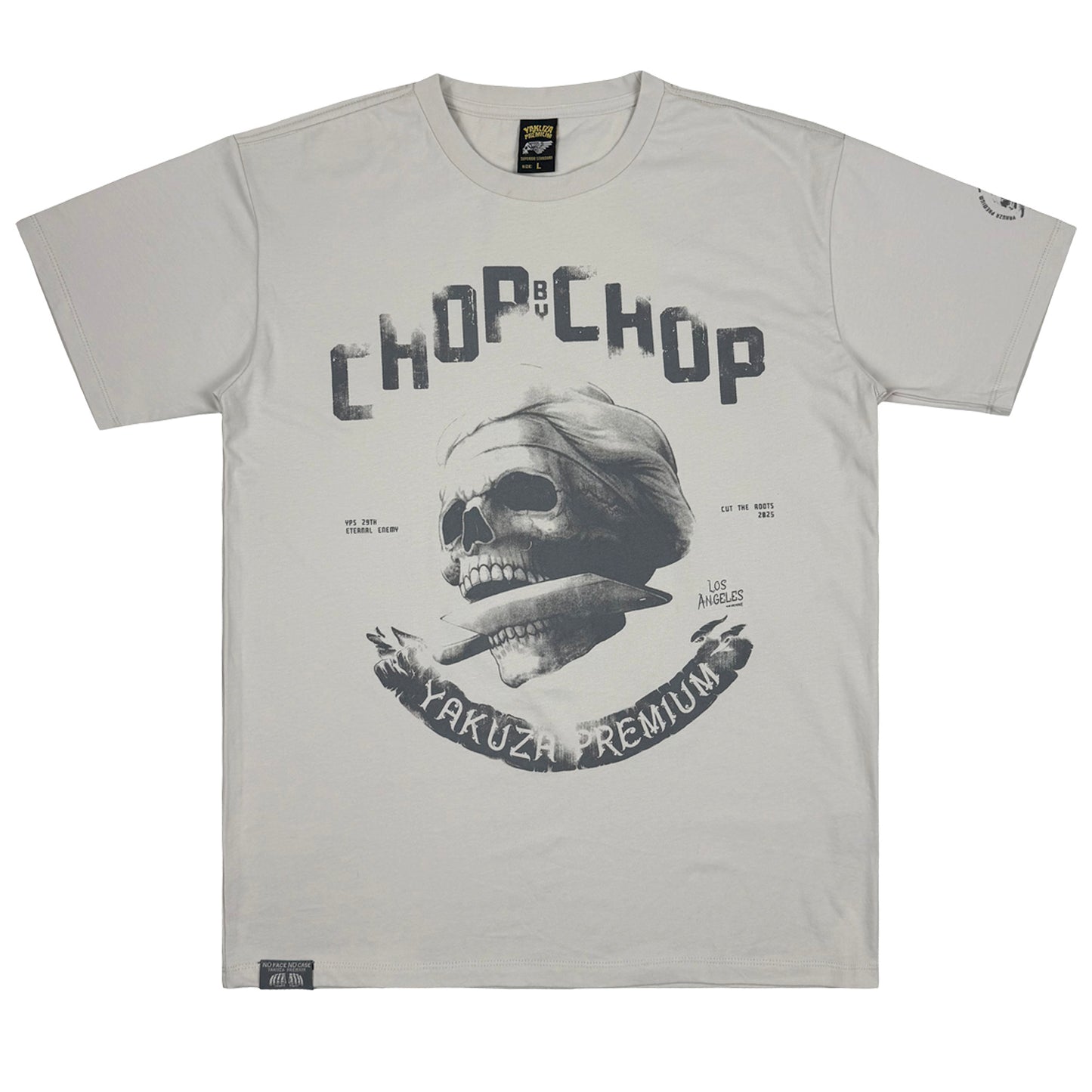 Graues Yakuza Premium T-Shirt mit Chop-Chop Skull Print